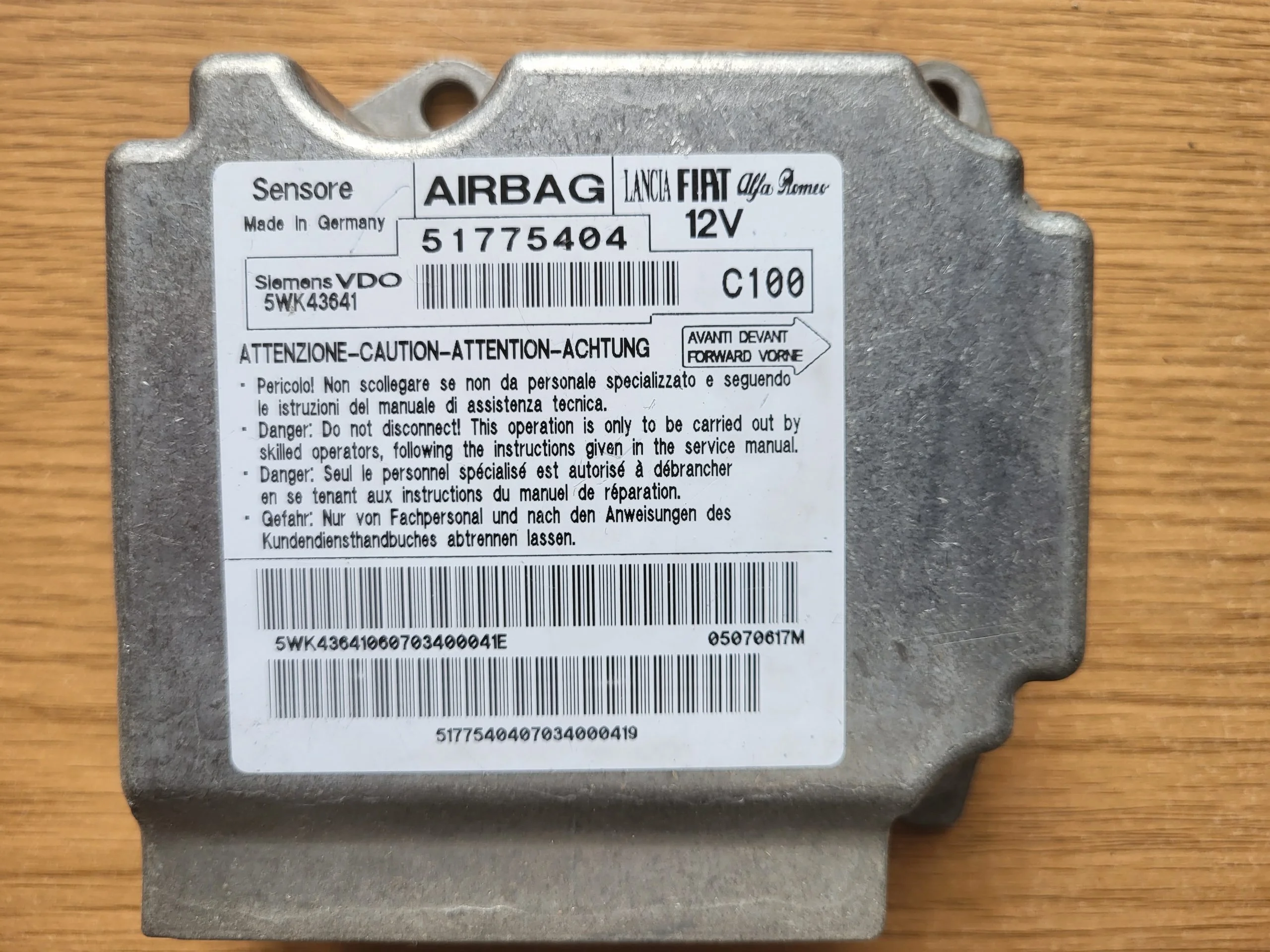 51775404 Centralita airbag Fiat Bravo